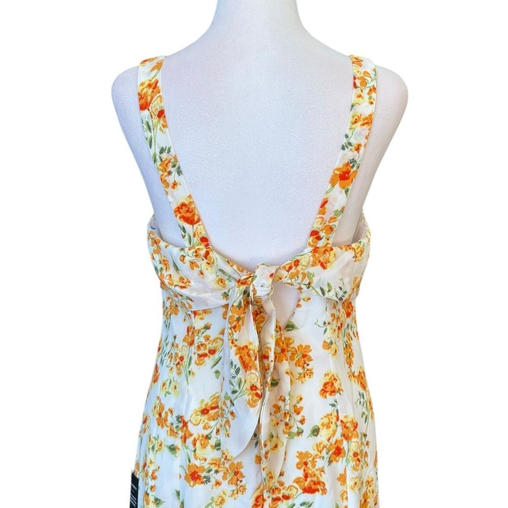 Lulus Day Date Tie Back White Orange Floral Mini Dress Womens Size Large New - Picture 6 of 13